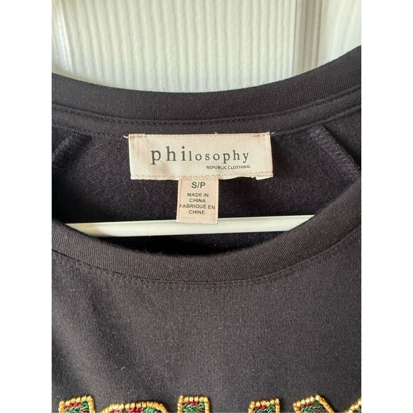 Small Christmas Crew Neck Holly and Jolly Sequin Green Red Gold Philosophy - Picture 2 of 4